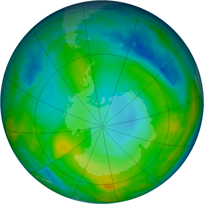 Antarctic ozone map for 16 June 2010